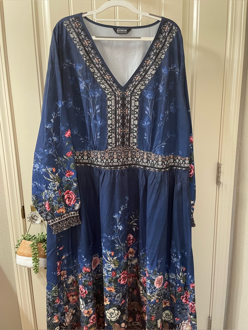 BloomChic Navy Floral V-Neck Maxi Dress - Picture 2 of 5